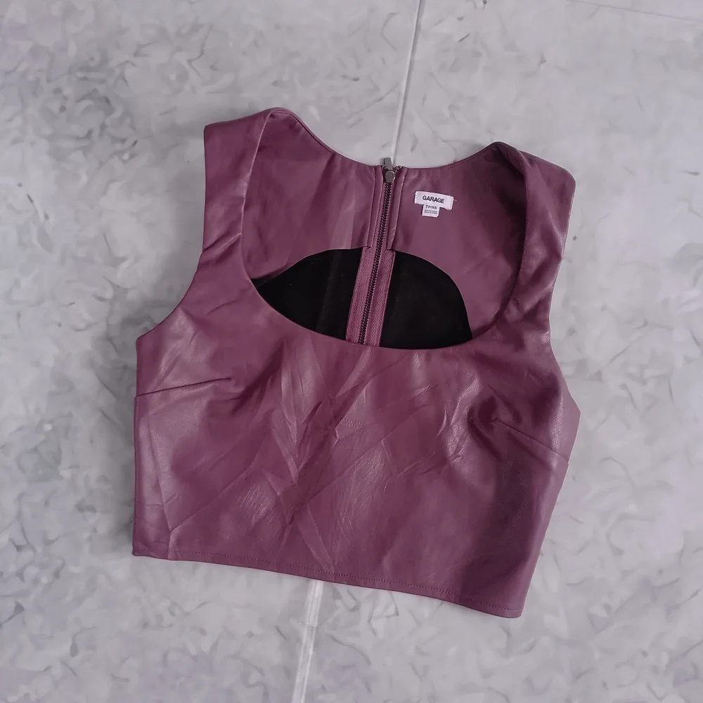 GARAGE Faux Leather Purple Crop Top - Picture 5 of 6